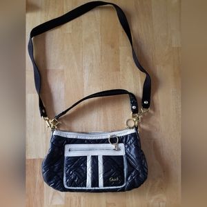 COACH Poppy Ski Bunny Black & White Hand Shoulder Bag Crossbody Purse